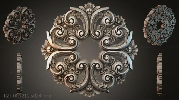 Cartouche with swirls and leaves for CNC 3d STL model