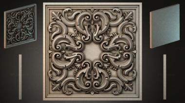 Round decor, rosettes Square panel with symmetrical volutes and acanthus leaves 3d model