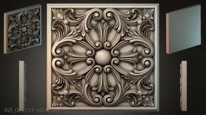 Panel with acanthus and central sphere 3d STL model