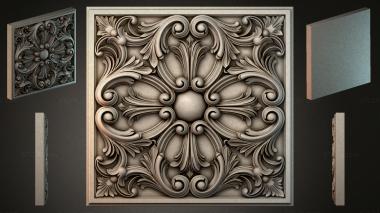 Round decor, rosettes Panel with acanthus and central sphere 3d model