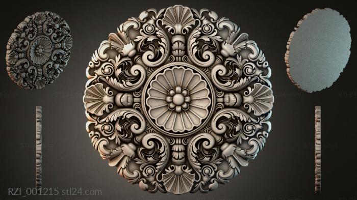 Round rosette with acanthus and medallion 3d STL model