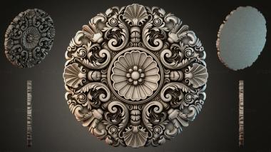Round decor, rosettes Round rosette with acanthus and medallion 3d model