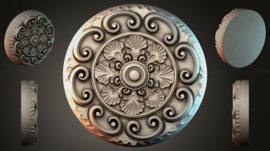 Round decor, rosettes Round rosette with volutes and palmettes 3d model