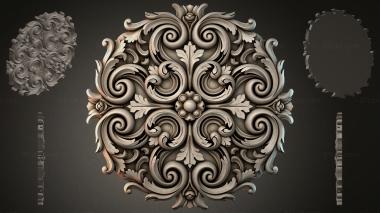 Round decor, rosettes Volute medallion with rosette and spirals 3d model
