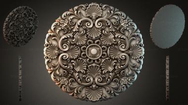 Round decor, rosettes Round Baroque rosette with scrolls and shells 3d model