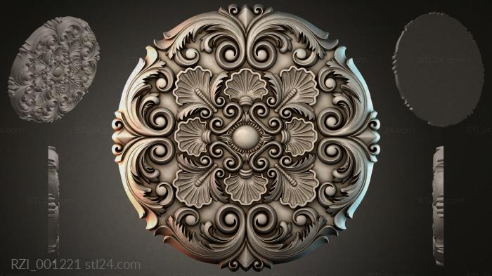 Round panel with volutes and fan-shaped sinks 3d STL model