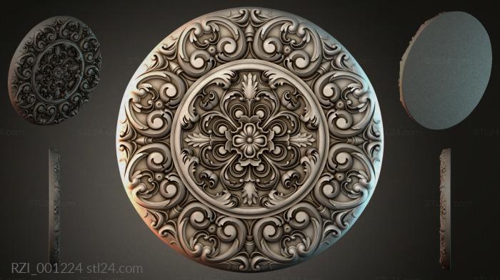 Round rosette with acanthus and volutes 3d STL model