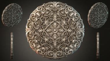 Round decor, rosettes Round rosette with swirls and a central flower 3d model