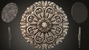 Round decor, rosettes Ceiling rosette with volutes and acanthus leaves 3d model