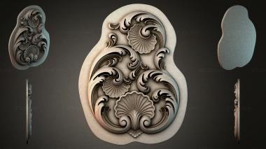 Round decor, rosettes Cartouche with shells and volutes for CNC 3d model