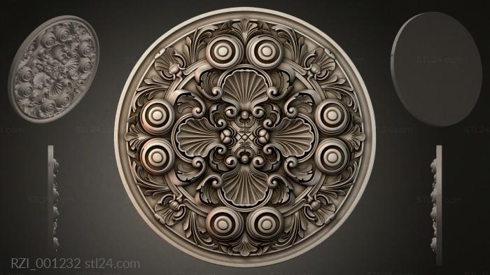 Round rosette with shells and scrolls 3d STL model