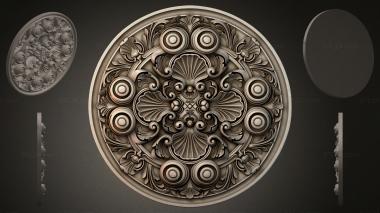 Round decor, rosettes Round rosette with shells and scrolls 3d model