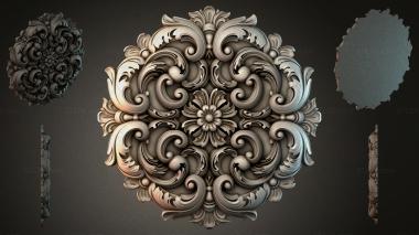 Round decor, rosettes Square rosette with acanthus scrolls and a floral center 3d model