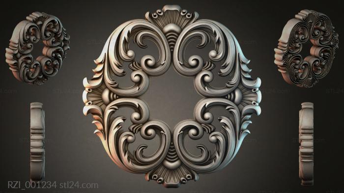 Cartouche with volutes and shell motifs 3d STL model