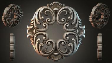 Round decor, rosettes Cartouche with volutes and shell motifs 3d model