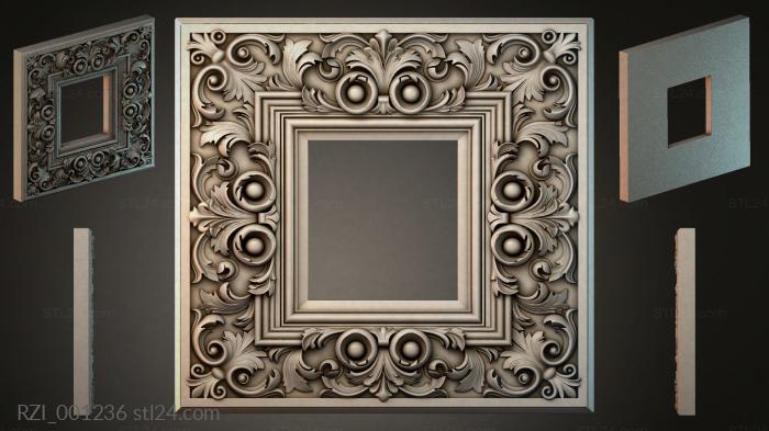 Square frame with acanthus scrolls and spherical elements 3d STL model
