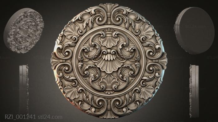 Round rosette with volutes and shells 3d STL model
