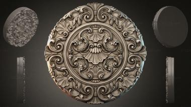 Round decor, rosettes Round rosette with volutes and shells 3d model