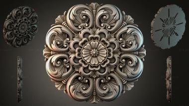Round decor, rosettes Rosette with acanthus scrolls and a central flower 3d model