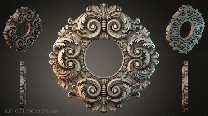 Rococo-style mirror with volutes and shells 3d STL model