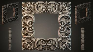 Round decor, rosettes Architectural molding with volutes and spirals 3d model