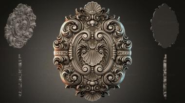 Round decor, rosettes Oval fireplace rosette with scrolls and shell 3d model