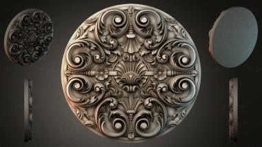Round decor, rosettes Round rosette with scrolls and shells for CNC 3d model