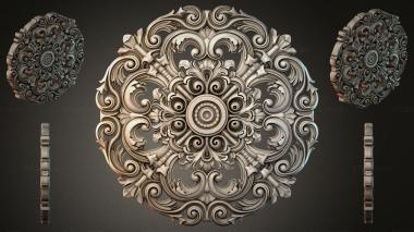 Round decor, rosettes Ceiling rosette with swirls and leaves 3d model