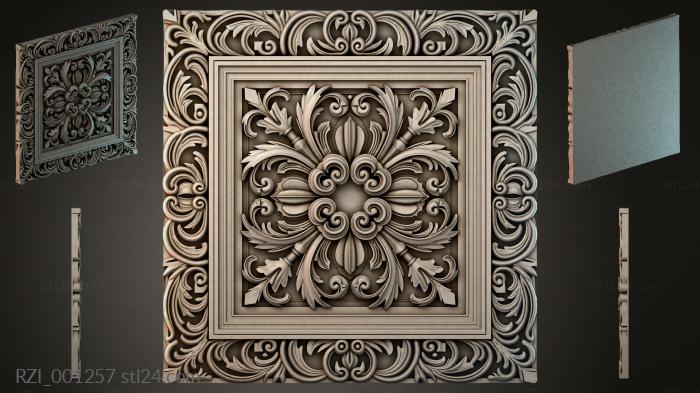 Panel with classic acanthus ornament and scrolls 3d STL model