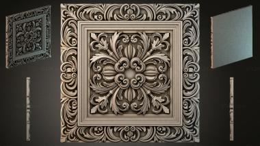 Round decor, rosettes Panel with classic acanthus ornament and scrolls 3d model