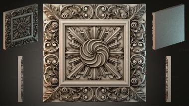 Round decor, rosettes Solar rosette panel with swirls 3d model