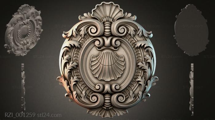 Cartouche with shell and volutes 3d STL model