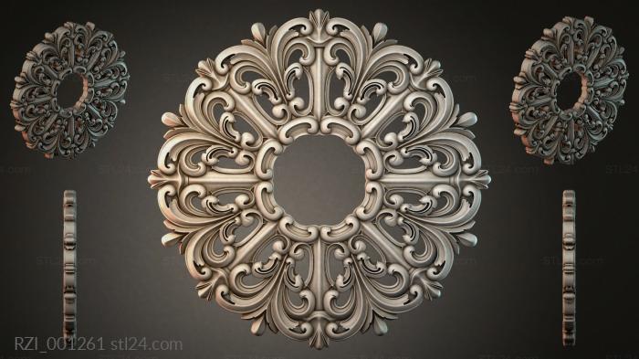 Ceiling rosette acanthus with curls 3d STL model