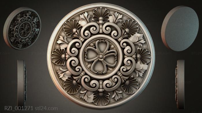 Round medallion with a cross and spirals 3d STL model