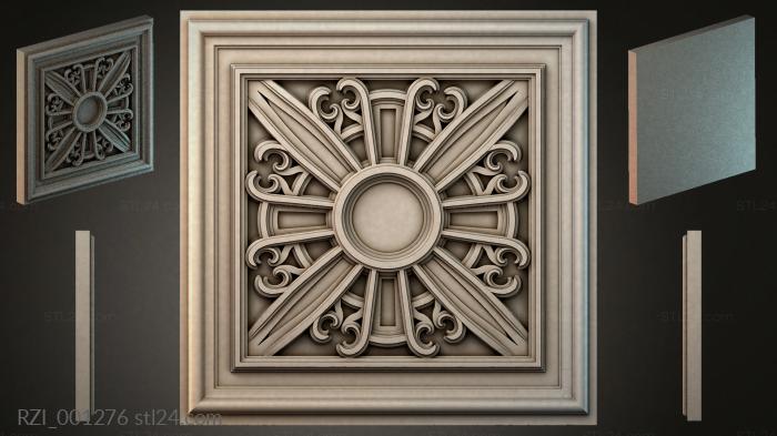 Ceiling cassette with solar medallion and volutes 3d STL model