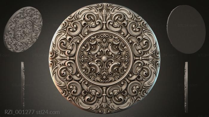 Round panel with scrolls and a central medallion 3d STL model