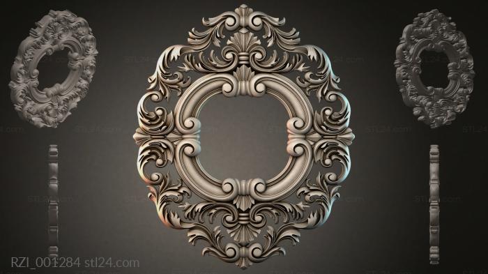 Cartouche with curls and mascarons for CNC 3d STL model