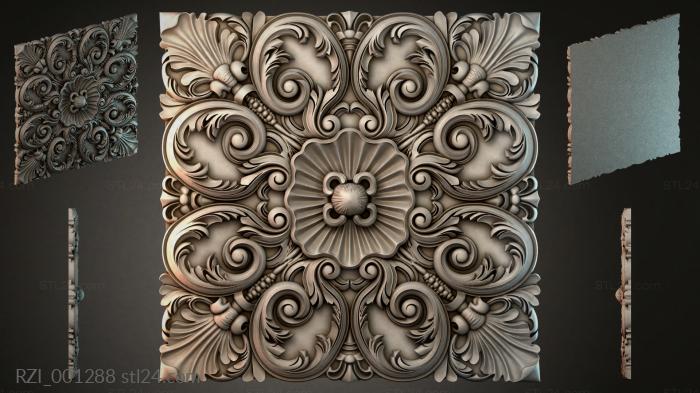Relief panel with cascading acanthus and a central medallion 3d STL model