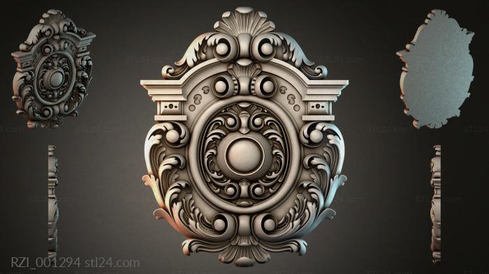 Carved classic medallion with a round center and acanthus scrolls 3d STL model