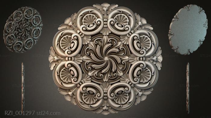 Cartouche with volutes and fan shells 3d STL model