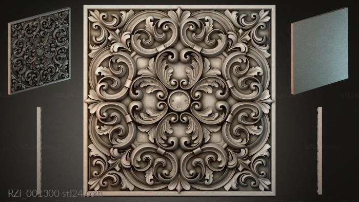 Panel with volutes and acanthus - baroque relief for CNC 3d STL model