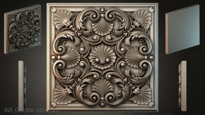 Panel with volutes and sinks 3d STL model