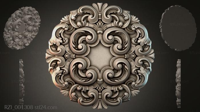 Spiral ceiling rose with acanthus 3d STL model
