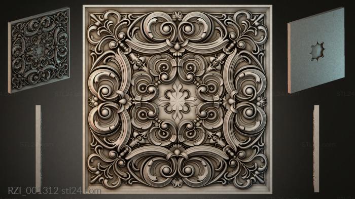 Panel with volutes and spirals in the Renaissance style 3d STL model