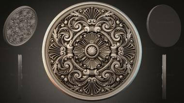 Round decor, rosettes Round rosette with acanthus scrolls and a radial flower 3d model