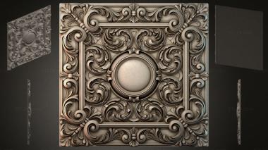 Round decor, rosettes Ceiling rose with swirls and a central sphere 3d model