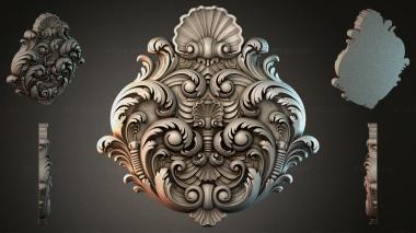 Round decor, rosettes Acanthus medallion with scrolls and shells 3d model