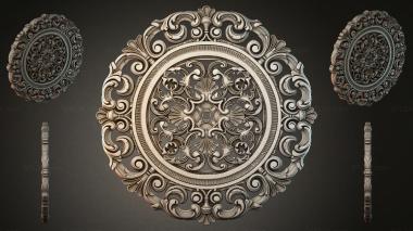 Round decor, rosettes Round rosette with volutes and floral ornament 3d model