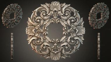 Round decor, rosettes RoccocoScrolled Ornament with Shell and Acanthus Leaves 3d model