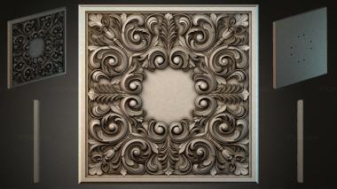 Round decor, rosettes Renaissance panel with volutes and palmettes 3d model